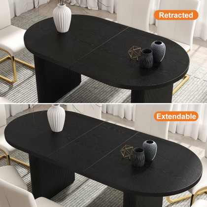 HMR Japandi Oval Extendable Dining Table - Black, 63"-79" (seats 4-6)