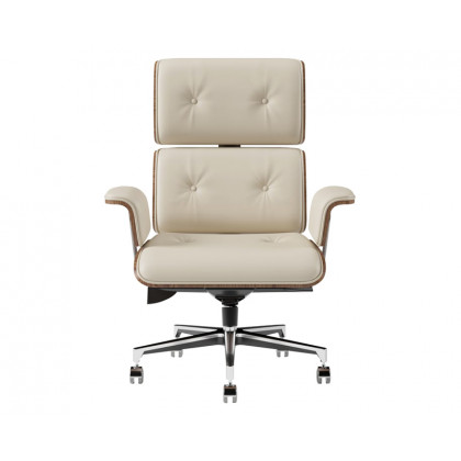 HMR Modern Set L-Shaped Desk & Reclining Leather Office Adjustable Swivel Chair - Natural & White