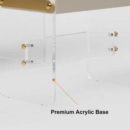 HMR - White Floating Extendable Makeup Vanity Set Acrylic with Removable Mirror & Stool