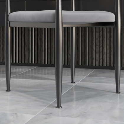 HMR Otrast Series Modern Dining Chairs with PU Leather Upholstery - Gray, 8-Pieces