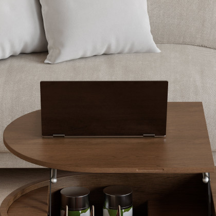HMR - 47" Oval Lift-Top Walnut Coffee Table with Storage