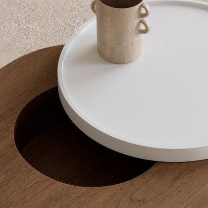 HMR - 47" Oval Lift-Top Walnut Coffee Table with Storage