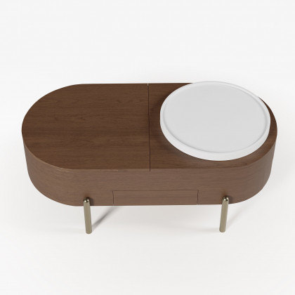 HMR - 47" Oval Lift-Top Walnut Coffee Table with Storage