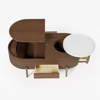 HMR - 47" Oval Lift-Top Walnut Coffee Table with Storage