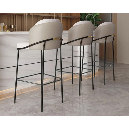 HMR Linenic Series Modern PU Leather Bar Stools - Gray, 20.9"L x 20.9"W x 41.3"H, 1-Piece