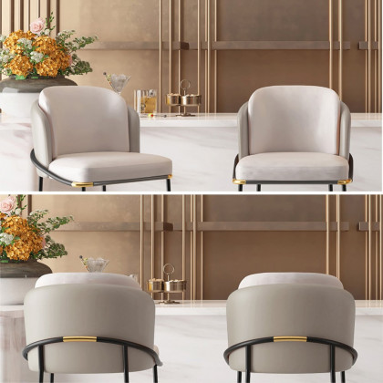 HMR Linenic Series Modern PU Leather Bar Stools - Gray, 20.9"L x 20.9"W x 41.3"H, 1-Piece