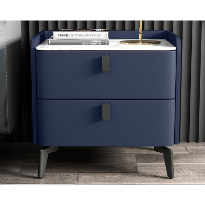 HMR Nightstand with 2-Drawer (Set of 2) - Blue, Faux Leather
