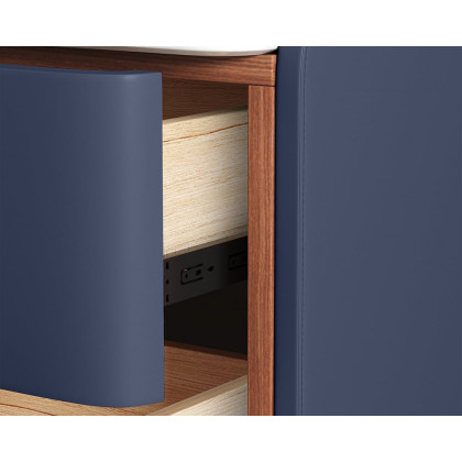 HMR Nightstand with 2-Drawer (Set of 2) - Blue, Faux Leather