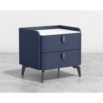HMR Nightstand with 2-Drawer (Set of 2) - Blue, Faux Leather