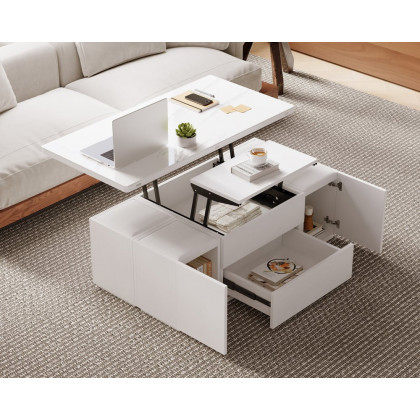 HMR - Modern Lift Top Coffee Table with Drawers & Storage