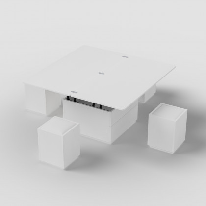 HMR Modern Lift Top Coffee Table with Drawers & Storage - Sintered Stone