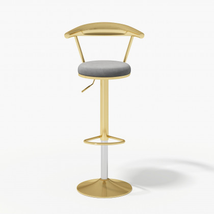 HMR Modern Adjustable Swivel Bar Stools with Velvet Upholstery (Set of 4) - Gray