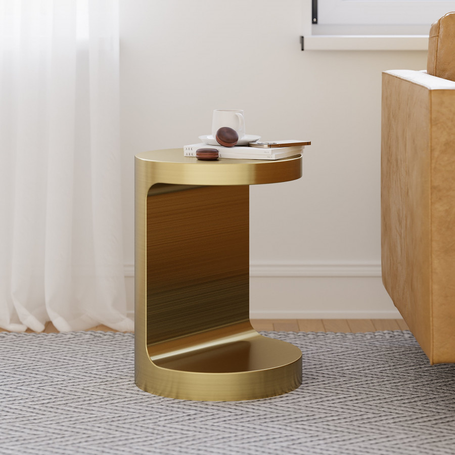 HMR - C Shaped Side Table Gold Cocktail Table