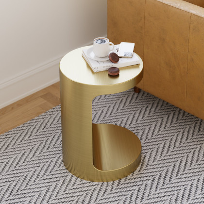 HMR - C Shaped Side Table Gold Cocktail Table