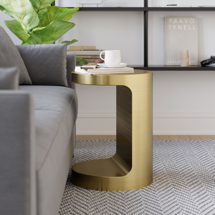 HMR - C Shaped Side Table Gold Cocktail Table