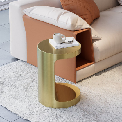 HMR - C Shaped Side Table Gold Cocktail Table