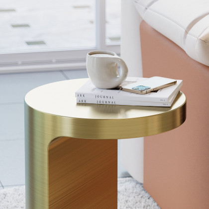 HMR - C Shaped Side Table Gold Cocktail Table