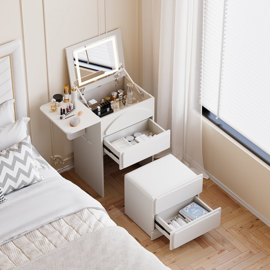 HMR - Mini Smart Makeup Vanity Set with with Mirror & Lights