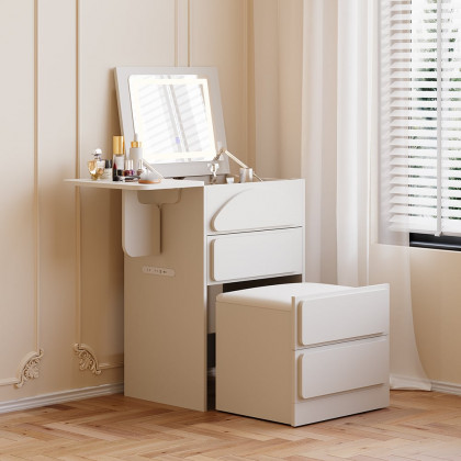 HMR - Mini Smart Makeup Vanity Set with with Mirror & Lights