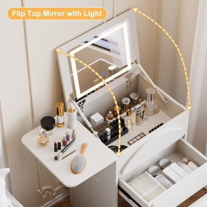 HMR - Mini Smart Makeup Vanity Set with with Mirror & Lights