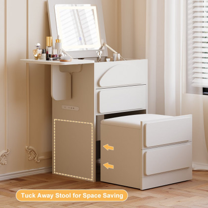 HMR - Mini Smart Makeup Vanity Set with with Mirror & Lights