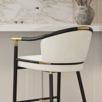 HMR - Craines Series Modern Velvet Upholstered Counter Stools - Beige