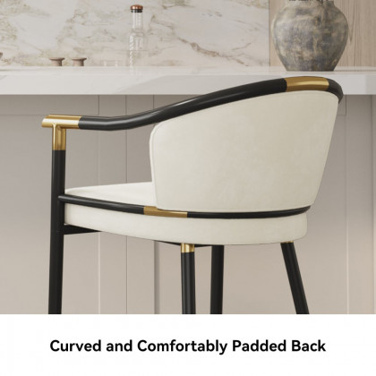 HMR - Craines Series Modern Velvet Upholstered Counter Stools - Beige