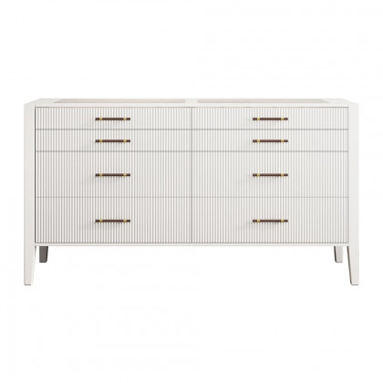 HMR - Fluted 8-Drawer Dresser with Tempered Glass Top & Jewelry Display