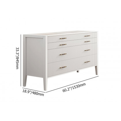 HMR - Fluted 8-Drawer Dresser with Tempered Glass Top & Jewelry Display