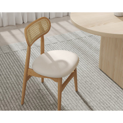 HMR Dining Set 63"-79" Japandi Oval Extendable Dining Table Whitewash with Chairs - White, With 6 Chairs, Style C