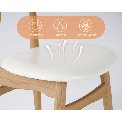 HMR Dining Set 63"-79" Japandi Oval Extendable Dining Table Whitewash with Chairs - White, With 6 Chairs, Style C