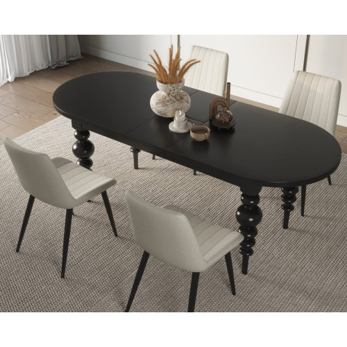 HMR Dining Set 67"-79" Extendable Dining Table - Black, Style C, With 4 Chairs