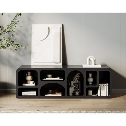 HMR Codiys Art Deco Bookshelf Wood TV Stand with Shelves for TV Up to 70" - Black