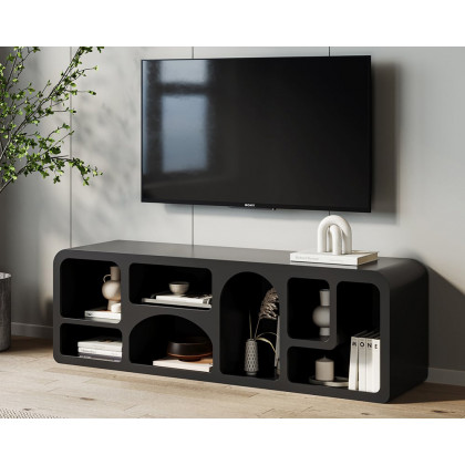 HMR Codiys Art Deco Bookshelf Wood TV Stand with Shelves for TV Up to 70" - Black