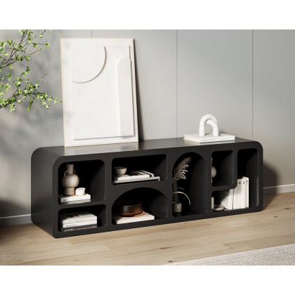 HMR Codiys Art Deco Bookshelf Wood TV Stand with Shelves for TV Up to 70" - Black