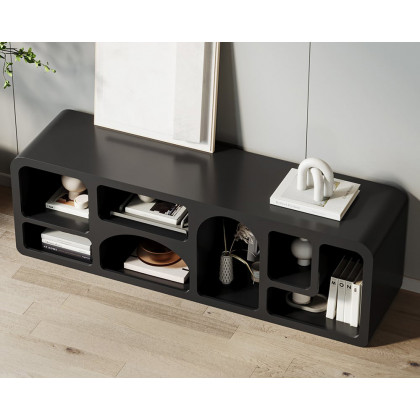 HMR Codiys Art Deco Bookshelf Wood TV Stand with Shelves for TV Up to 70" - Black