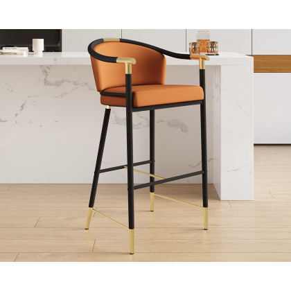 HMR Craines Series Modern Velvet Upholstered Bar Stools - Orange