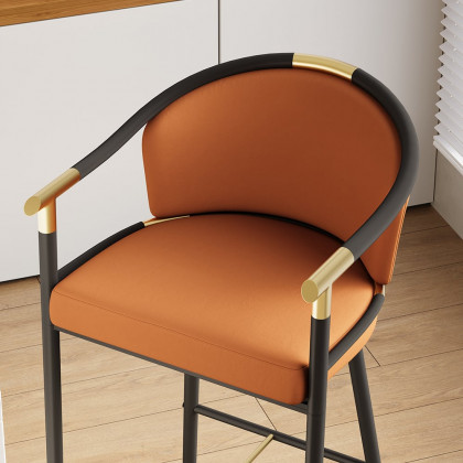 HMR Craines Series Modern Velvet Upholstered Bar Stools - Orange