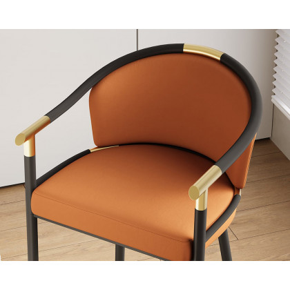 HMR Craines Series Modern Velvet Upholstered Bar Stools - Orange