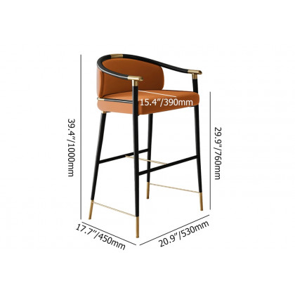 HMR Craines Series Modern Velvet Upholstered Bar Stools - Orange