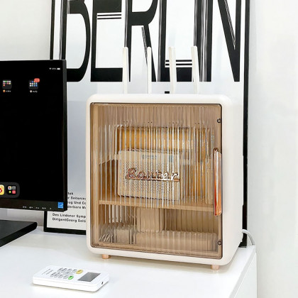 HMR - Morden White Mount & Desktop Router Box Cable Management Decorative Storage Shelf