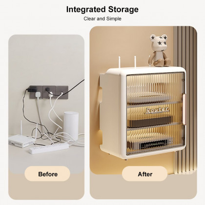 HMR - Morden White Mount & Desktop Router Box Cable Management Decorative Storage Shelf