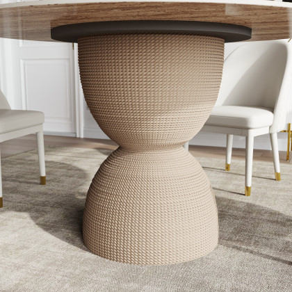HMR - 47.2" Modern Style Round Sintered Stone Dining Table Seats 4-6 People