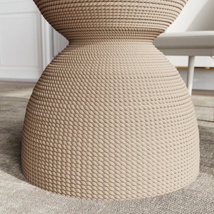 HMR - 47.2" Modern Style Round Sintered Stone Dining Table Seats 4-6 People