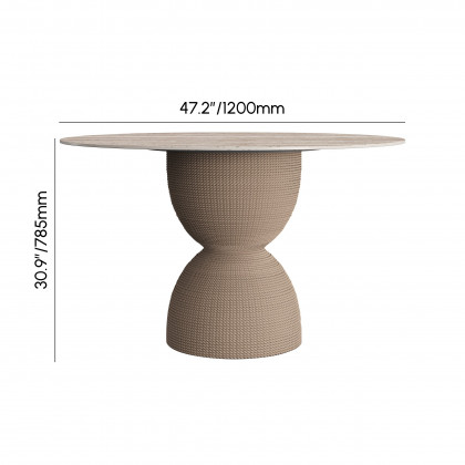 HMR - 47.2" Modern Style Round Sintered Stone Dining Table Seats 4-6 People