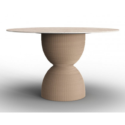 HMR - 47.2" Modern Style Round Sintered Stone Dining Table Seats 4-6 People