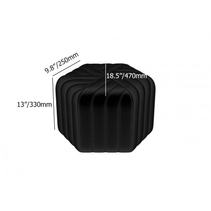 HMR Wide Hexagonal Pouf Ottoman - Black, Velvet