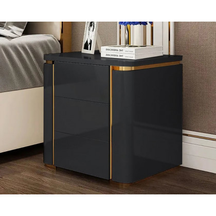 HMR - Modern Luxury Square Nightstand with 3 Drawers