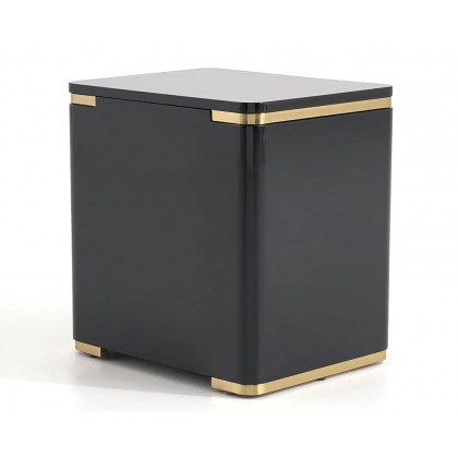HMR Modern Luxury Square Nightstand with 3 Drawers - Black/Gold