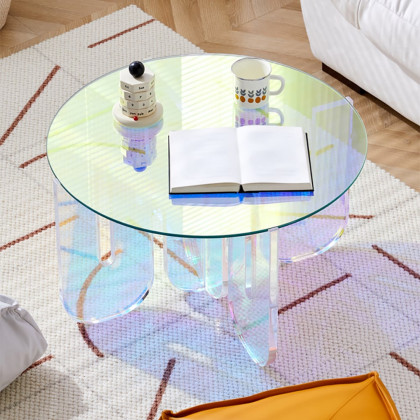 HMR - Iridescent Transparent Acrylic Modern Design Fashionable Round Coffee Table